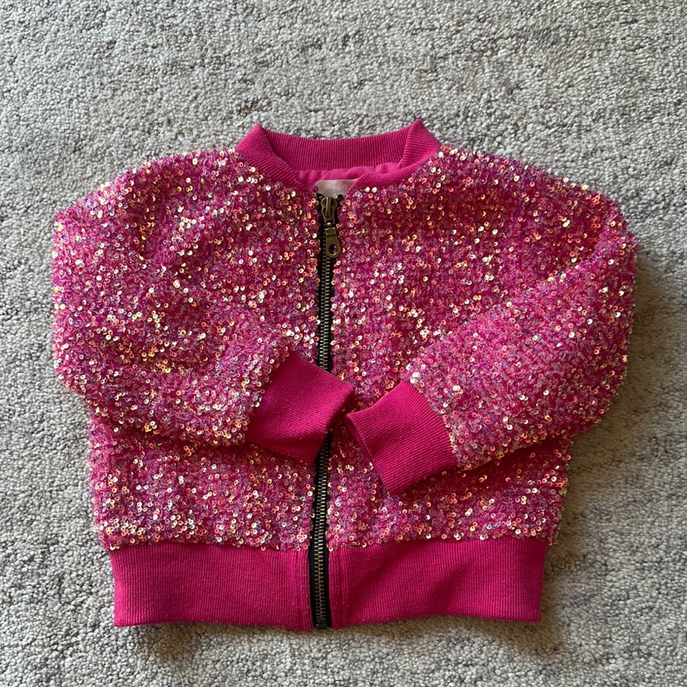 Pink Sequin Bomber Jacket